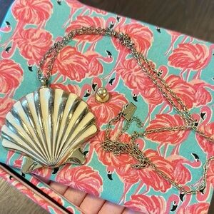 Lilly Pulitzer Shell Yeah Necklace and Hidden Bottle Opener, Resort White & Gold